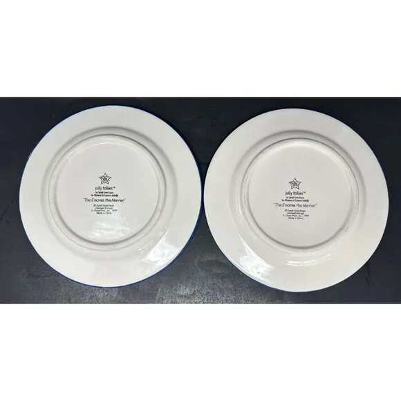 Vtg 4 SANDI GORE EVANS S'MORES THE MERRIER Jolly Follies Salad Plates Snowman - Picture 4 of 13